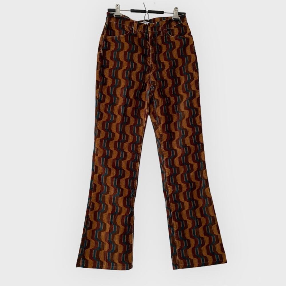 RE/DONE 70s Velvet‎ Bootcut Flare Retro Stripe Pants 26 Western Boho Festival